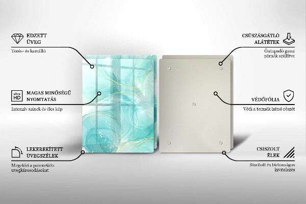 Skydd för spis Blå och guld abstraktion