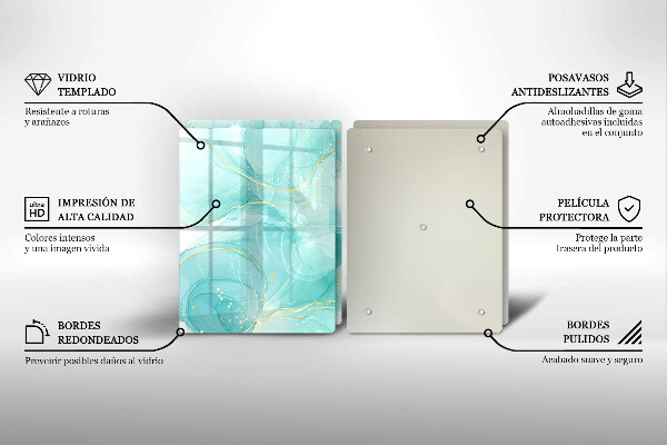 Skydd för spis Blå och guld abstraktion