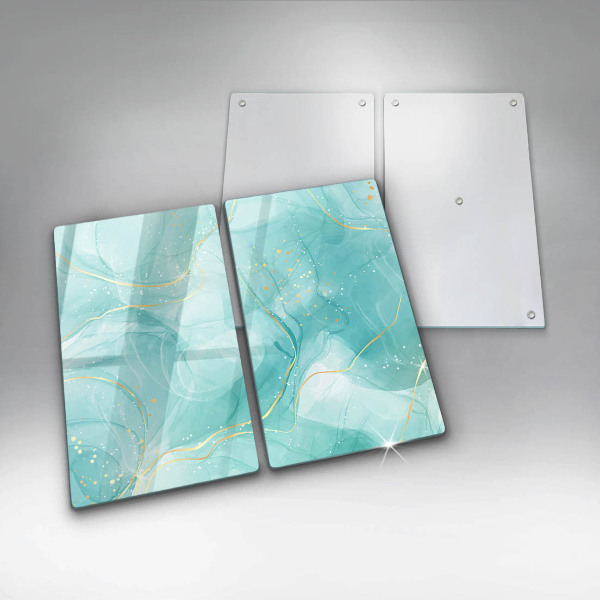 Skydd för spis Blå och guld abstraktion