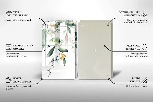 Skydd för induktionsspis Akvarell blad