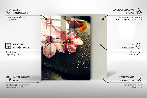 Skydd för induktionsspis modern Blommor zen stenar