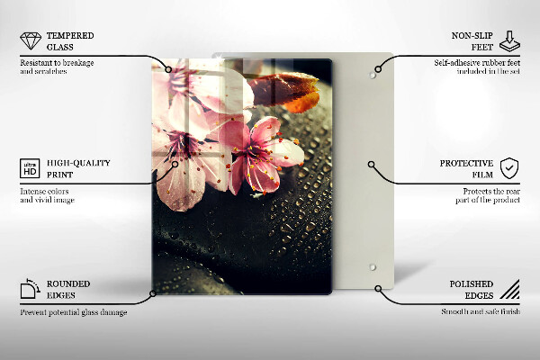 Skydd för induktionsspis modern Blommor zen stenar