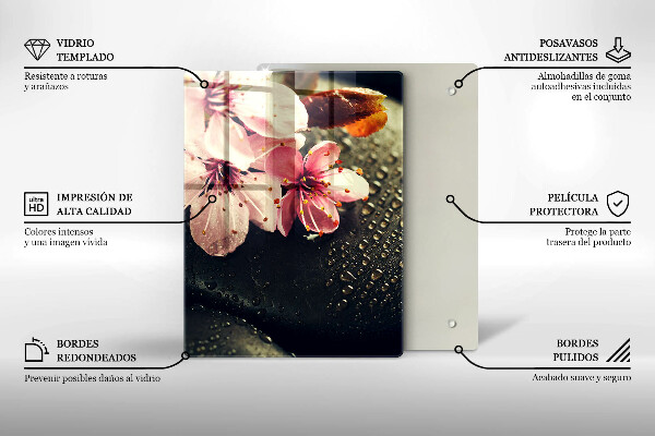 Skydd för induktionsspis modern Blommor zen stenar
