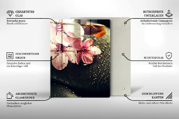 Skydd för induktionsspis modern Blommor zen stenar
