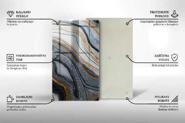 Glashällskydd modern sten med guld