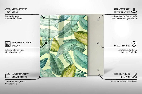 Skydd för induktionsspis modern Gröna tropiska löv