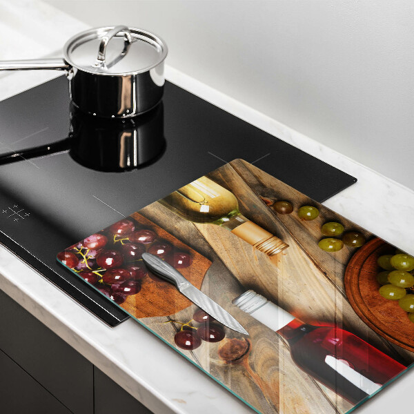 Skydd för induktionsspis modern Vinflaskor och druvor