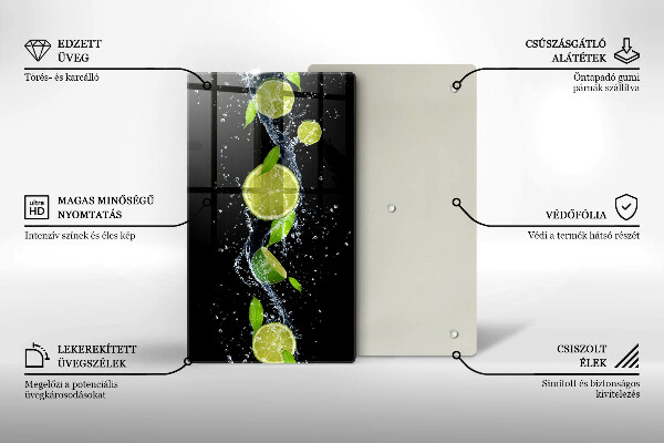 Spisskyddsplatta modern Saftiga limefrukter i vatten