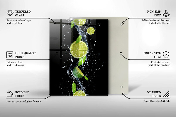 Spisskyddsplatta modern Saftiga limefrukter i vatten