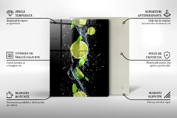 Spisskyddsplatta modern Saftiga limefrukter i vatten