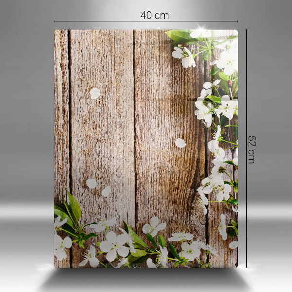 Spisskyddsplatta modern Vita blommor på brädor