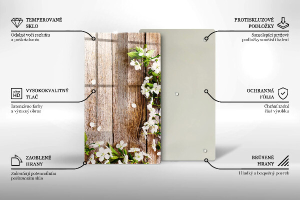 Spisskyddsplatta modern Vita blommor på brädor