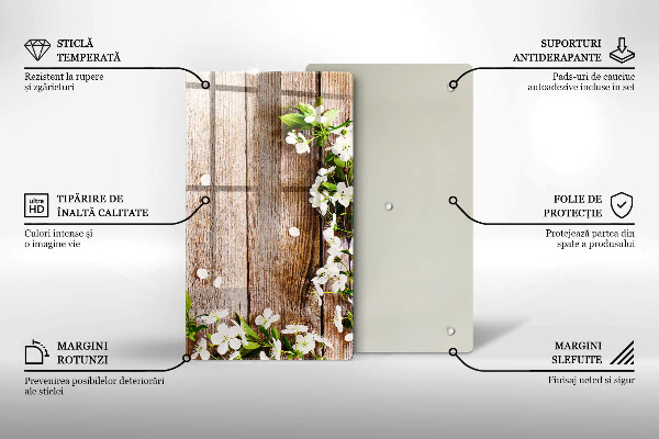 Spisskyddsplatta modern Vita blommor på brädor