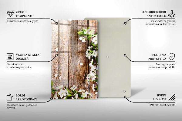 Spisskyddsplatta modern Vita blommor på brädor