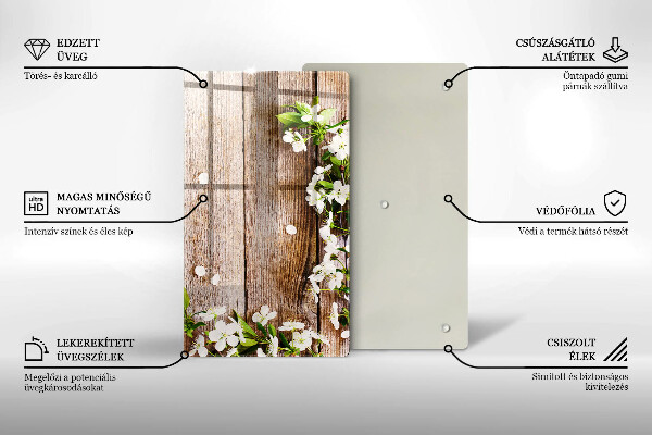 Spisskyddsplatta modern Vita blommor på brädor