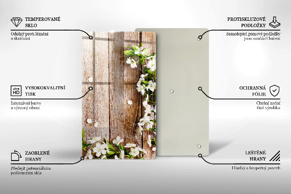 Spisskyddsplatta modern Vita blommor på brädor