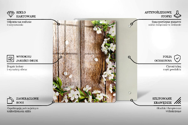 Spisskyddsplatta modern Vita blommor på brädor