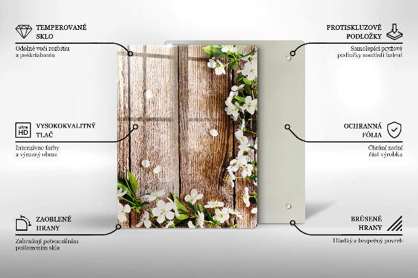 Spisskyddsplatta modern Vita blommor på brädor