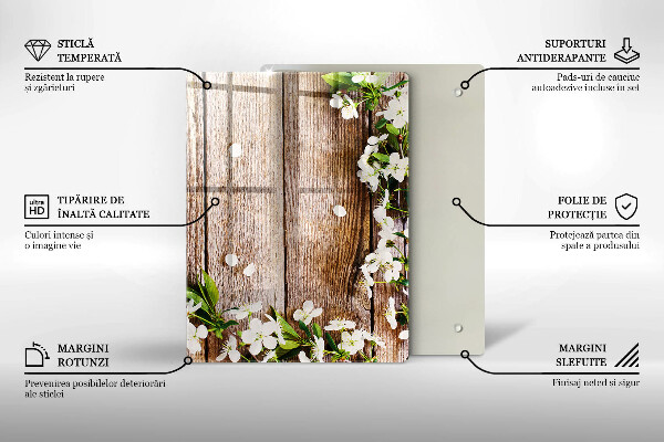 Spisskyddsplatta modern Vita blommor på brädor