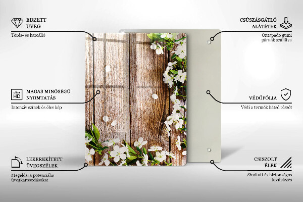 Spisskyddsplatta modern Vita blommor på brädor