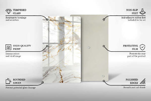 Kokkärlskydd modern Ljus marmor med guld