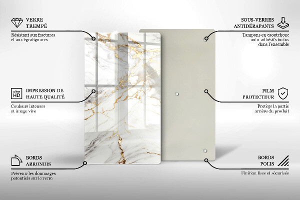 Kokkärlskydd modern Ljus marmor med guld