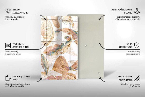 Glashällskydd modern Boho fjädrar och löv