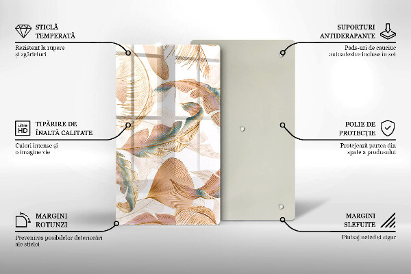 Glashällskydd modern Boho fjädrar och löv