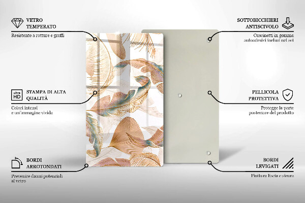 Glashällskydd modern Boho fjädrar och löv