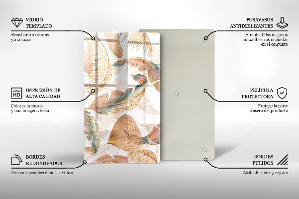 Glashällskydd modern Boho fjädrar och löv