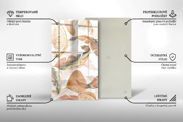 Glashällskydd modern Boho fjädrar och löv