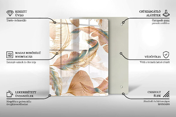 Glashällskydd modern Boho fjädrar och löv