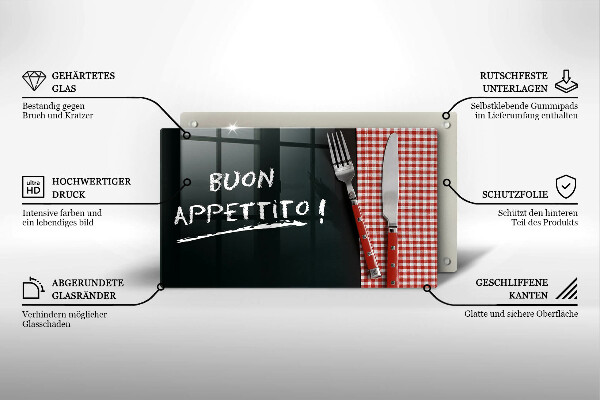 Glashällskydd original Inskriptionen buon appetito!