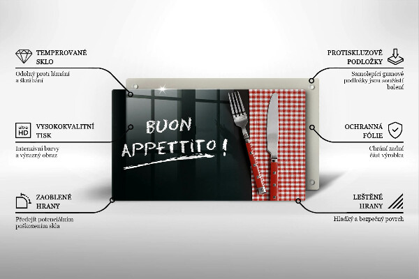 Glashällskydd original Inskriptionen buon appetito!