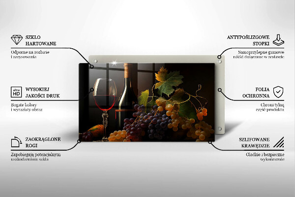 Kokkärlskydd original Ett glas vin och druvor