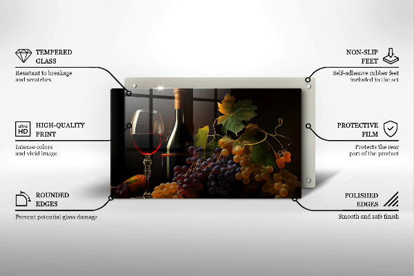 Kokkärlskydd original Ett glas vin och druvor