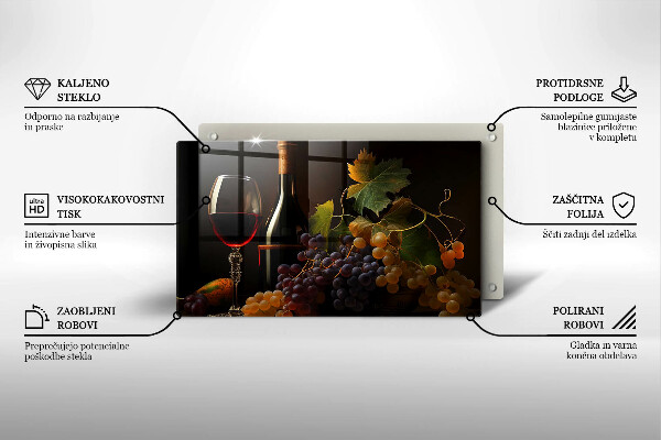 Kokkärlskydd original Ett glas vin och druvor