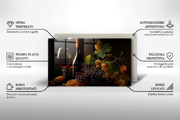 Kokkärlskydd original Ett glas vin och druvor