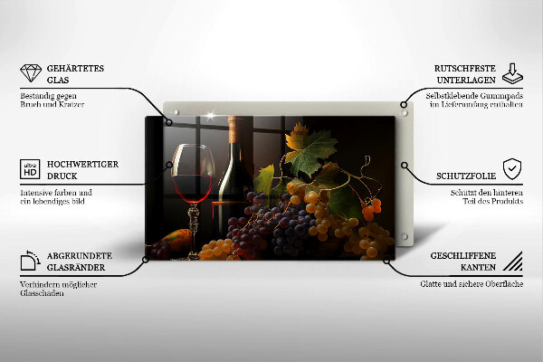 Kokkärlskydd original Ett glas vin och druvor