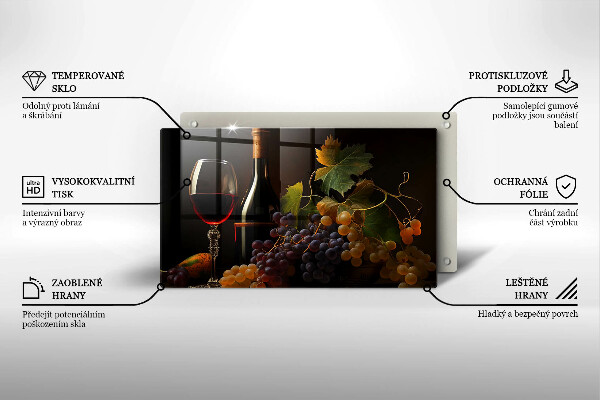 Kokkärlskydd original Ett glas vin och druvor