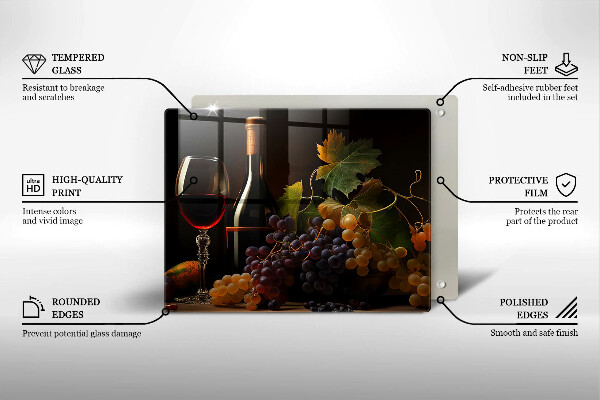 Kokkärlskydd original Ett glas vin och druvor