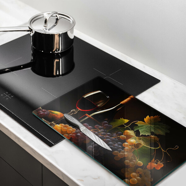 Kokkärlskydd original Ett glas vin och druvor