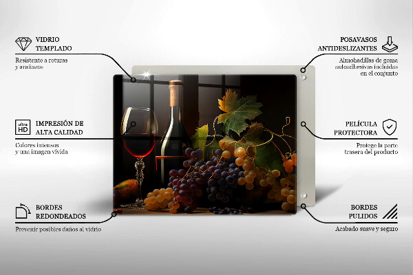 Kokkärlskydd original Ett glas vin och druvor