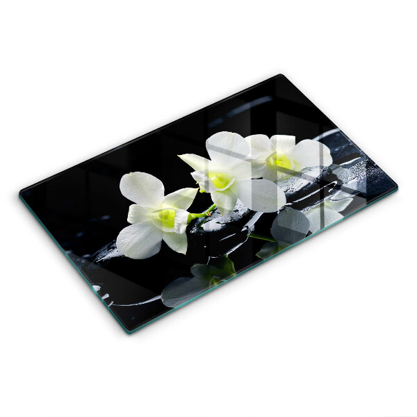 Spisskyddsplatta original Vita blommor i vatten zen