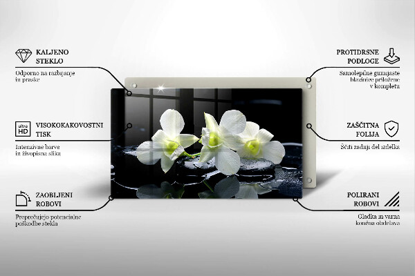 Spisskyddsplatta original Vita blommor i vatten zen