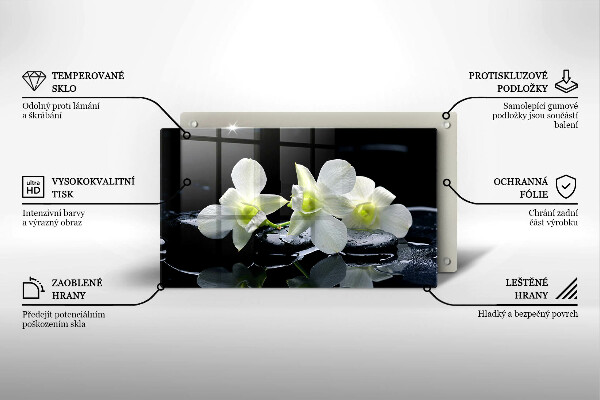 Spisskyddsplatta original Vita blommor i vatten zen