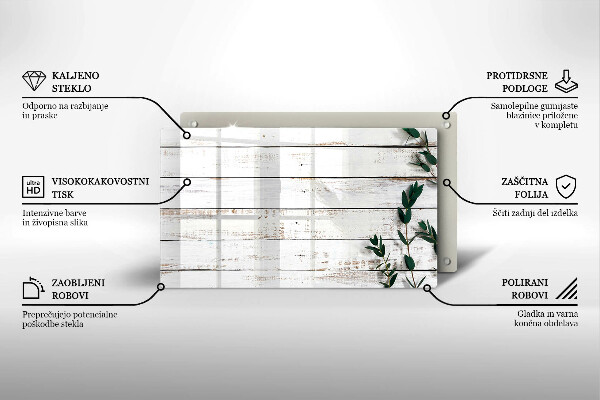 Spisskyddsplatta original Gamla brädor och löv