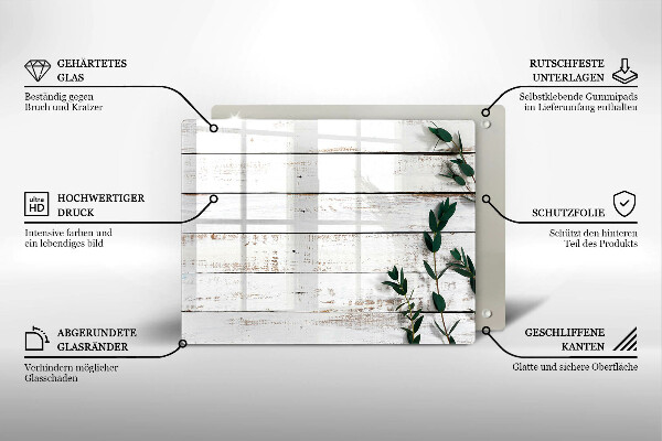 Spisskyddsplatta original Gamla brädor och löv