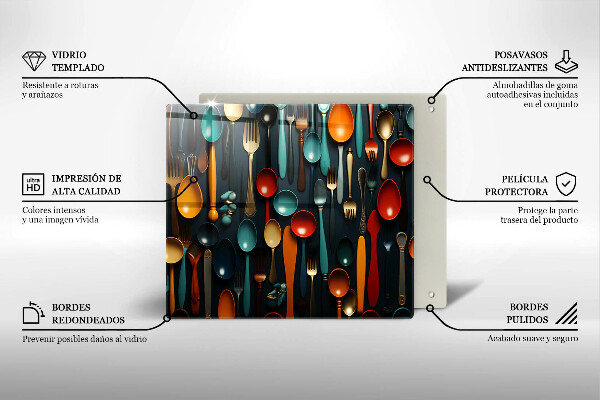 Skydd för induktionsspis unik Färgglada skedar och gafflar