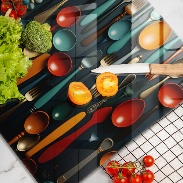 Skydd för induktionsspis unik Färgglada skedar och gafflar